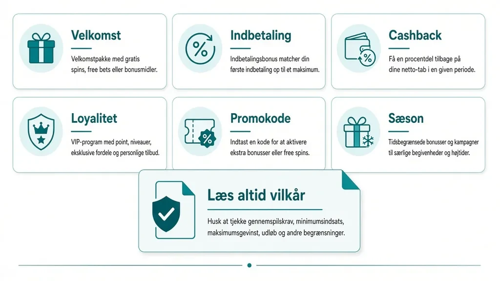 Typer af bonusser på online casinoer uden ROFUS